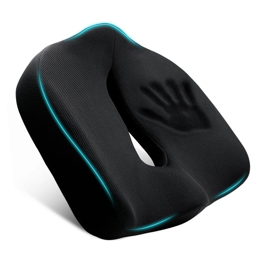 Seat Cushion for Long Sitting - Memory Foam Chair Pad Cushion for Tailbone, and Low Back Pain Relief - Non-Slip Seat Cushions for Office Chairs Wheelchair Car Seats,Black