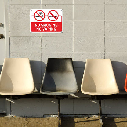 No Smoking No Vaping Sign, 4 Pack, 10" x 7" .40 Rust Free Aluminum, UV Protected, Weather Resistant, Waterproof, Durable Ink，Easy to Mount
