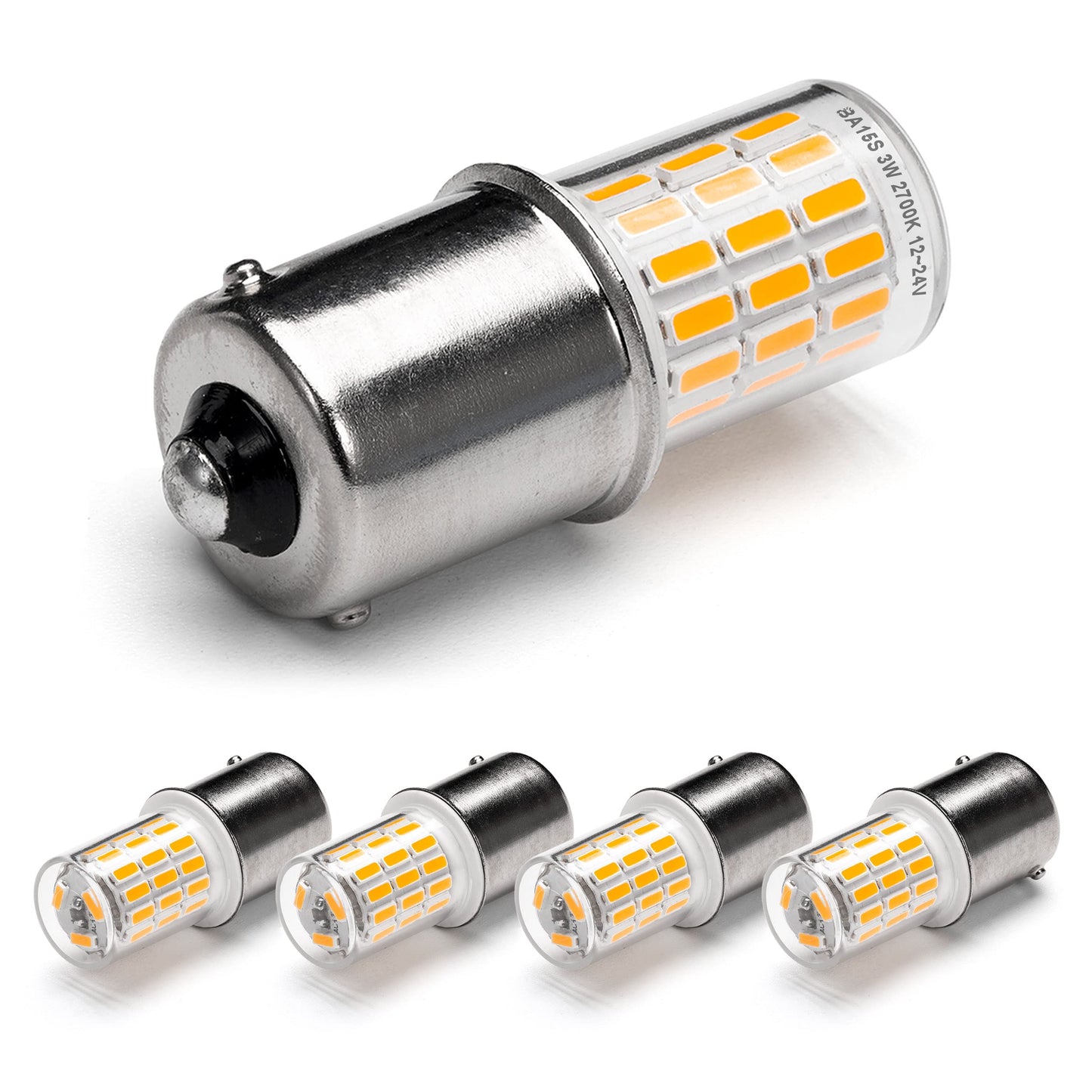 BA15S Led 12V Landscape RV Camper Interior Light Bulbs,1156 1141 2700k Warm White,DC Bayonet Single Contact Base,AC10-24V DC10-30volt Low Voltage BA15S Bulbs for Marine Boat Trailer Lights,5Pack