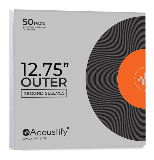 Acoustify Premium Acid-Free Anti-Static Vinyl Record Outer Sleeves, 50-Pack - Crystal Clear True 3 Mil, 12.75" x 12.75" for Single & Gatefold 12" LPs