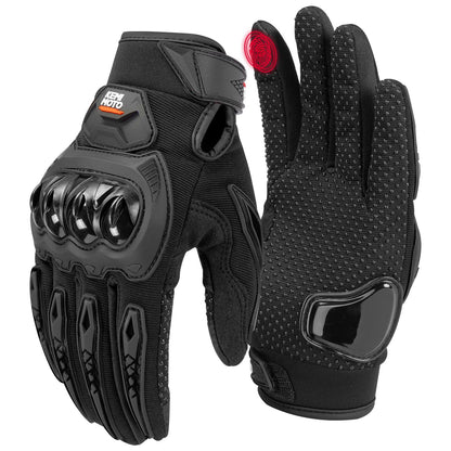 KEMIMOTO Motorcycle Gloves for Men, Touchscreen Riding Gloves with Shell, Anti-Slip for Motorbike, Dirtbike, Racing, Cycling, Dirt Bike, ATV, UTV, Motocross, Camping, Hiking (Black,Large)