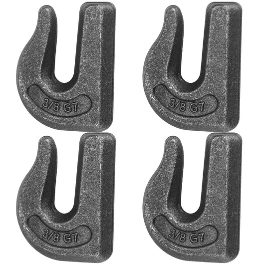 MUKCHAP Weld-on Grab Chain Hooks,4 Packs 3/8" Heavy Duty Tow Hook,G70 Forged Steel Tractor Hook Weldable Compatible for Tractor Bucket,Crane,Chain Hoist,Forklift,Maximum Break Strength 6600 lbs