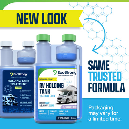 Eco Strong RV Toilet Treatment | RV Black Tank Treatment | RV Holding Tank Digestor, Odor Eliminator, and Cleaner | Perfect for Campers, RVs, Boats, 17 Treatments, Lavender