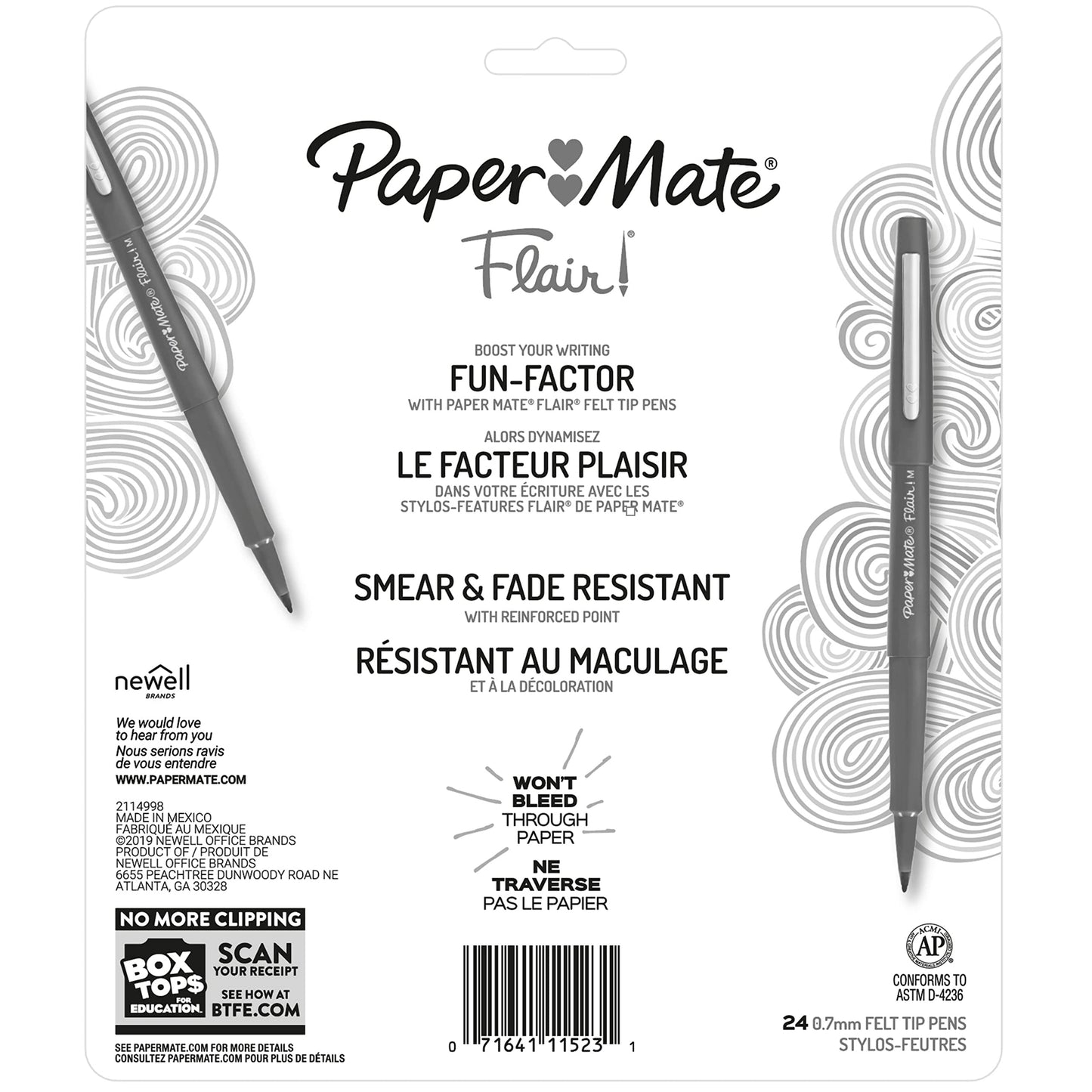 Paper Mate Flair Felt Tip Pens, Medium Point (0.7 mm), Assorted Colours, 24 Count