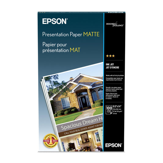 Epson S041067 Presentation Paper Matte, Legal Size, 100 Sheets Ink