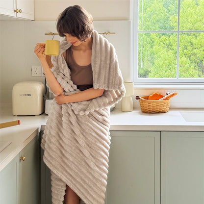 Bedsure Linen Throw Blanket for Couch - Living Room Decor, Birthday Gifts for Women, Soft Fluffy Fleece Cozy Fuzzy Plush Warm Minky Blanket, Spring Decor, Gifts for Men, Beige, 50x60''