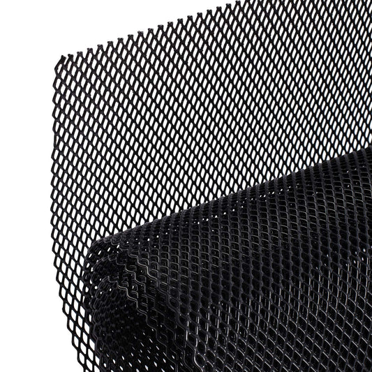 AggAuto Universal 40 inchx13 inch Car Grill Mesh - 100x33cm Aluminum Alloy Automotive Grille Insert Bumper 3x6mm Rhombic Hole, One of the Most Multifunctional Shape Grids Black
