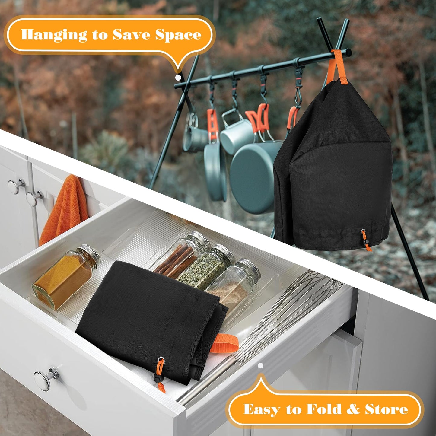 HODRANT Grill Cover Compatible with Ninja OG701 OG751 Woodfire Grill, BBQ Grill Accessories Bag Compatible with Ninja OG700 Series Outdoor 7-in-1 Grill Smoker, with Handle & Inner Pocket, Cover Only