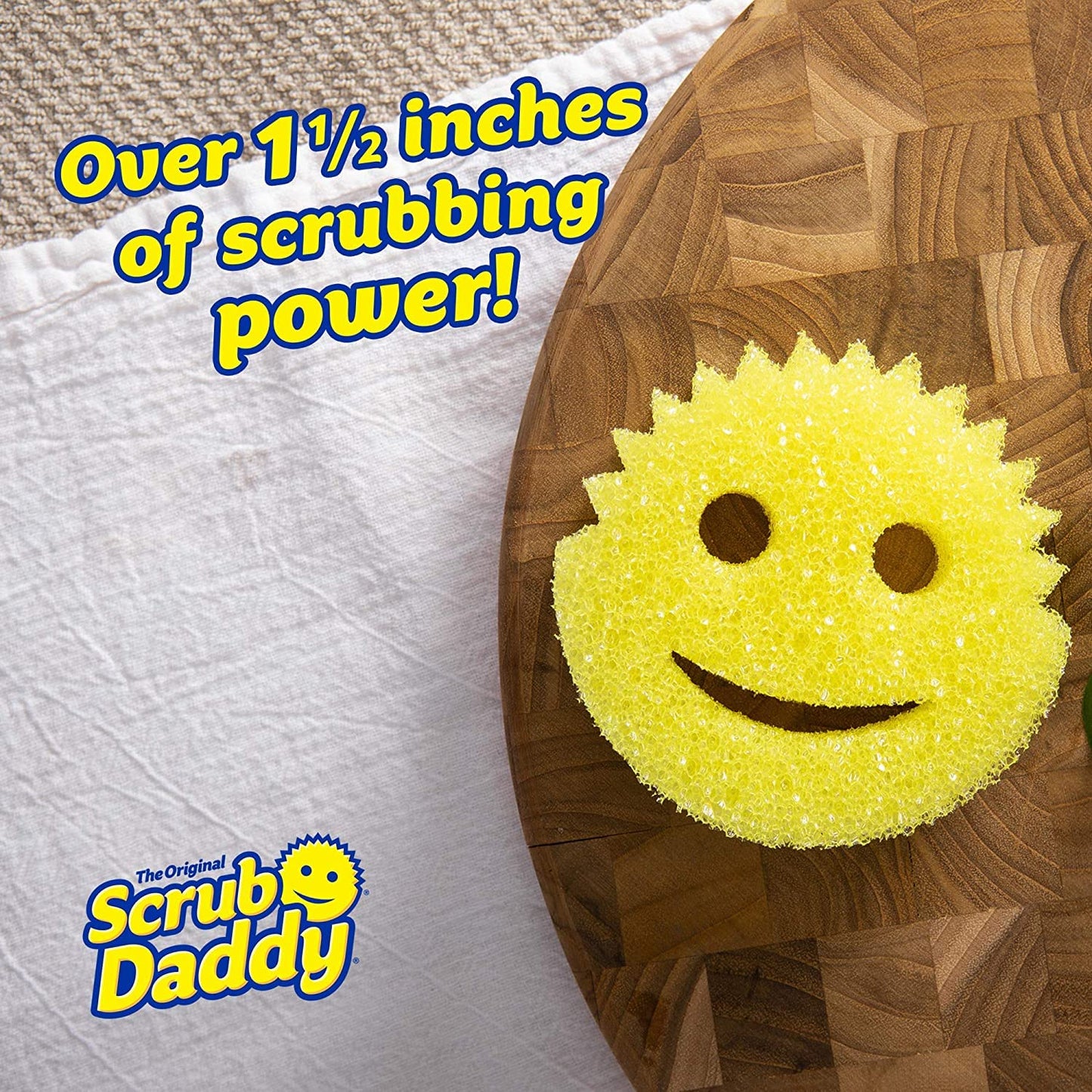 Scrub Daddy®, The Original Scrub Daddy - FlexTexture Sponge, Soft in Warm Water, Firm in Cold, Deep Cleaning, Dishwasher Safe, Multi-use, Scratch Free, Odor Resistant, Functional, Ergonomic, 4ct Roll