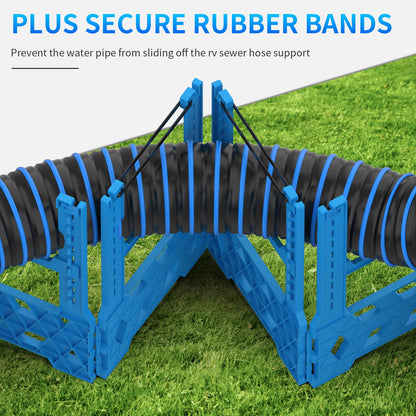 BEBOBLY RV Sewer Hose Support 10FT with Secure Rubber Band & Carry Strap, RV Sewer Hose Holder Adjust Height for Travel Trailers, RV, Campers | Avoiding Obstacles & Deep Cradles, Quick Setup/Collapse