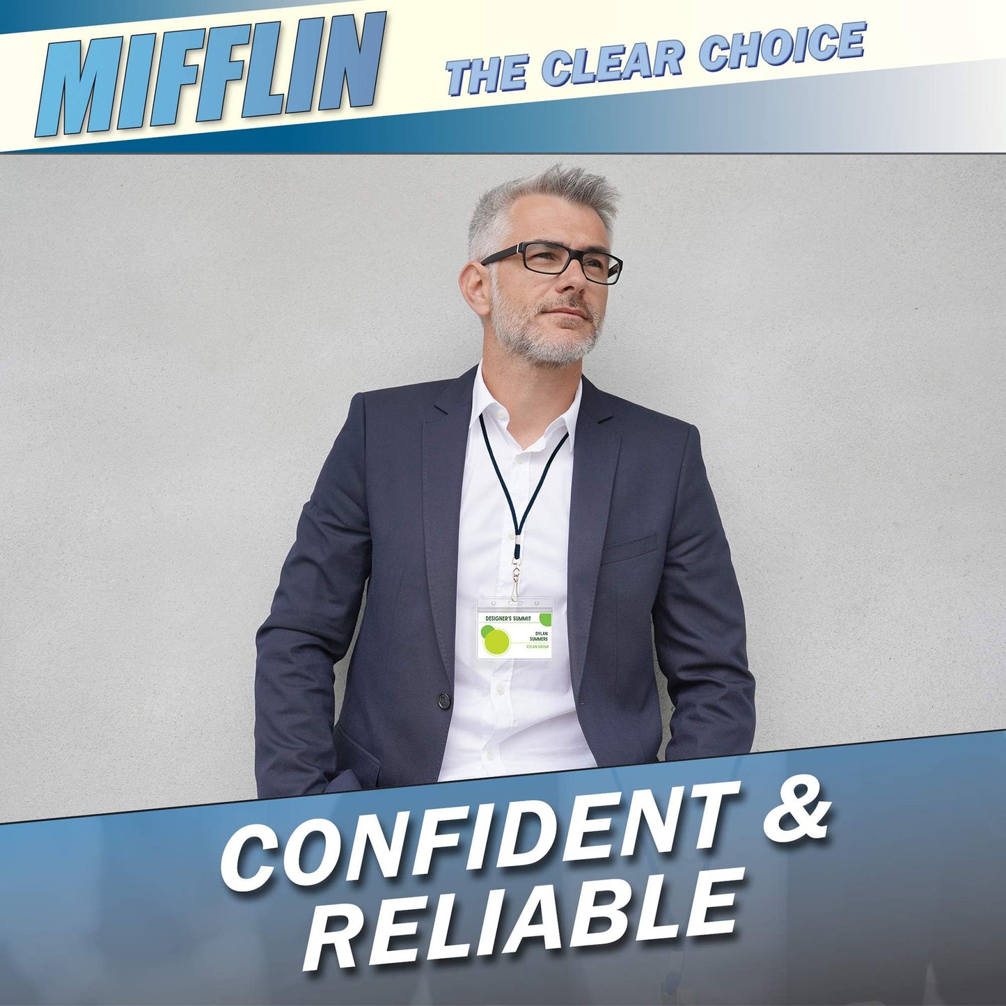MIFFLIN Horizontal ID Name Badge Holder (Clear, 90x60 mm, 100 Pack), Waterproof and Resealable Plastic Card Holders