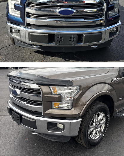 Front License Plate Frame for 2015 2016 2017 Ford F150 2.7L 3.0L 3.5L NO Drill Front Bumper License Plate Holder Mounting Bracket Replace # FL3Z-17A385-B FO1068166 F-150 Accessories