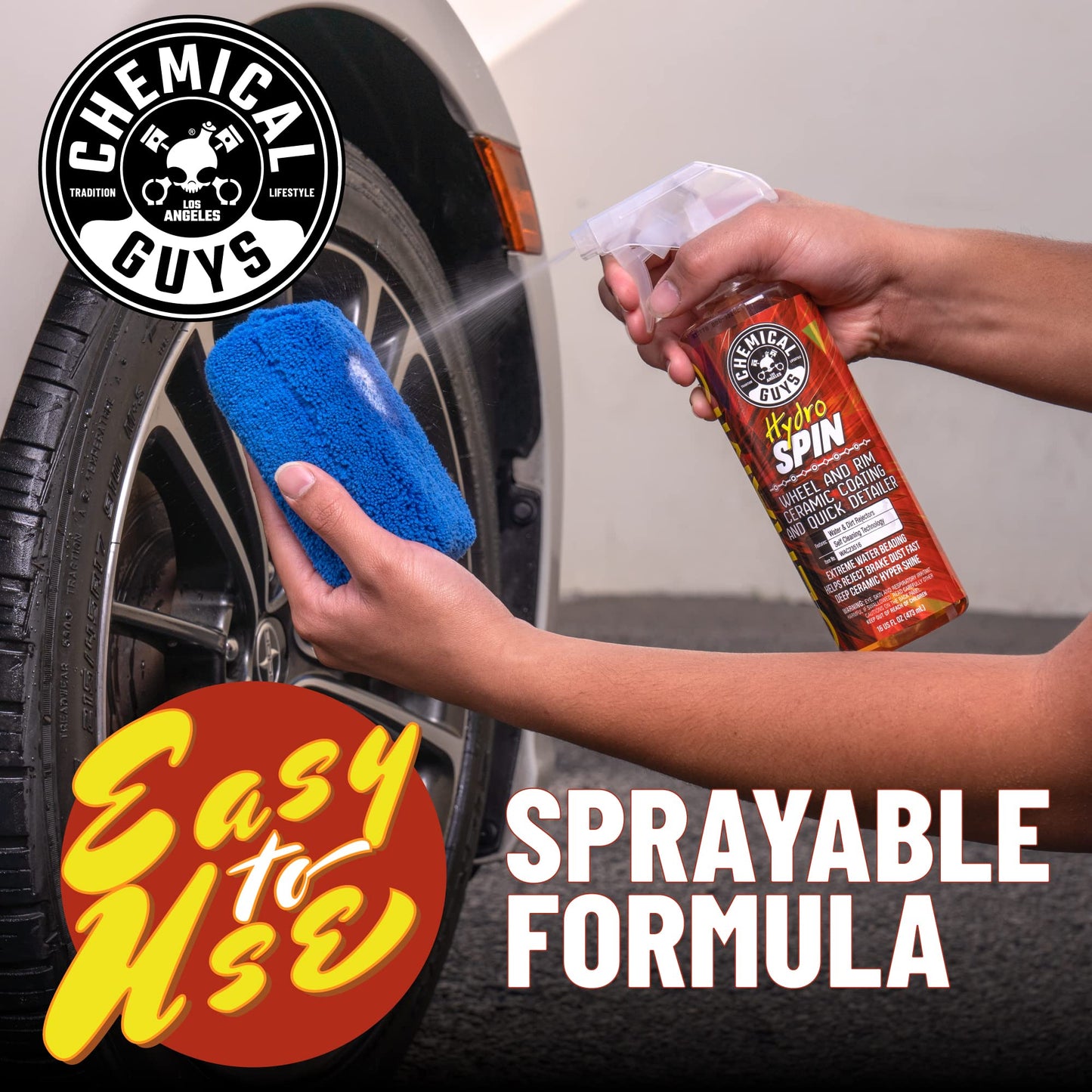 Chemical Guys HydroSpin Wheel & Rim Ceramic Coating and Quick Detailer, Safe for Cars, Trucks, SUVs, Motorcycles, RVs & More, 473 ml
