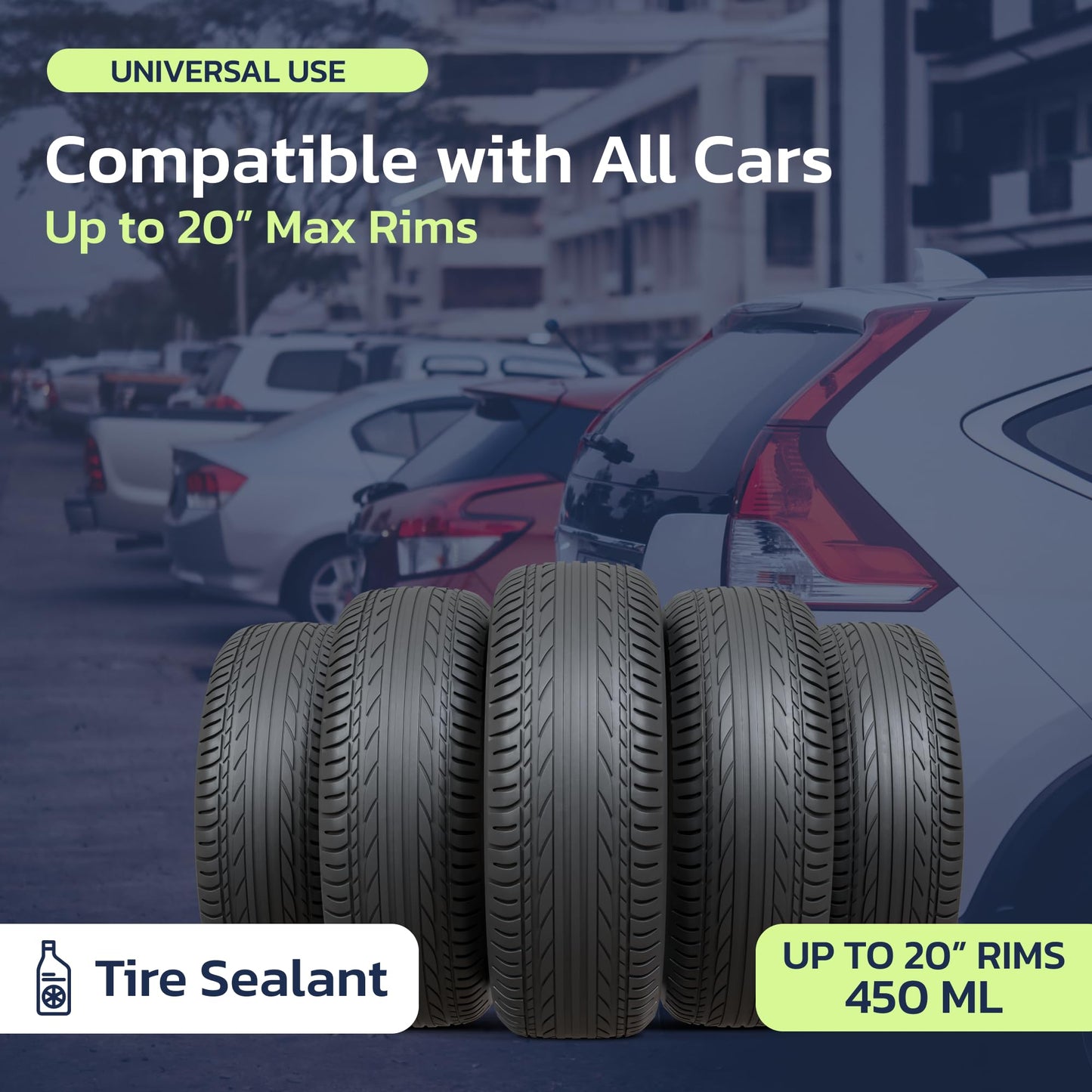 Woowind Tire Sealant Instant Flat Tire Repair Kit (450ml) – Seals Punctures Up to 5mm for Cars, Trucks & SUVs – TPMS Safe, All-Weather, Works with Most Inflators, Drive 125ml
