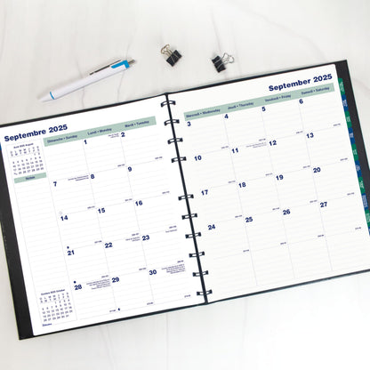 Blueline® 2026 MiracleBind™ CoilPro™ Monthly Planner, 16 Months, September 2025 to December 2026, Twin-Wire Binding, 11" x 9.0625", Black, Bilingual (CF1512C.81B-26)