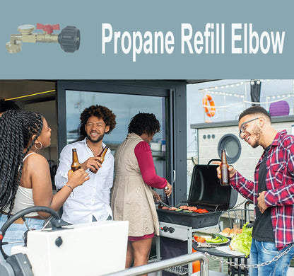 PropaneQCC1 Refill Adapter with Valve and Gauge, Fill 1 Lb Bottles from 20 Lb Tank, 90-Degree Elbow Design, Easy to
