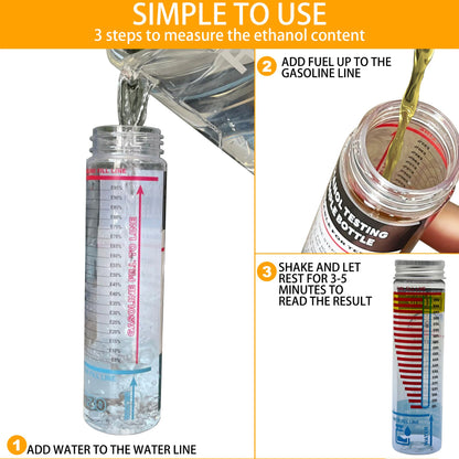 E85 Tester Kit, Reusable Ethanol Test Kit, Wide Mouth Fuel Test Bottle, Gasoline Super Content Tester (2 Pack)