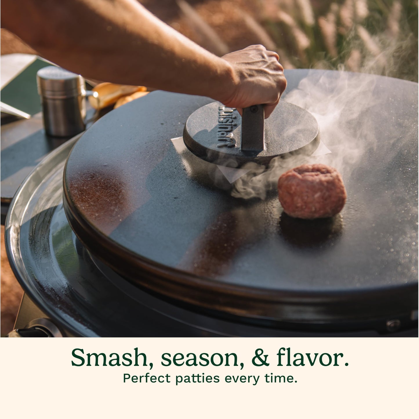 Cuisinart Smash Burger Press, Cast Iron, Heat Resistant Handle (CISB-111C)