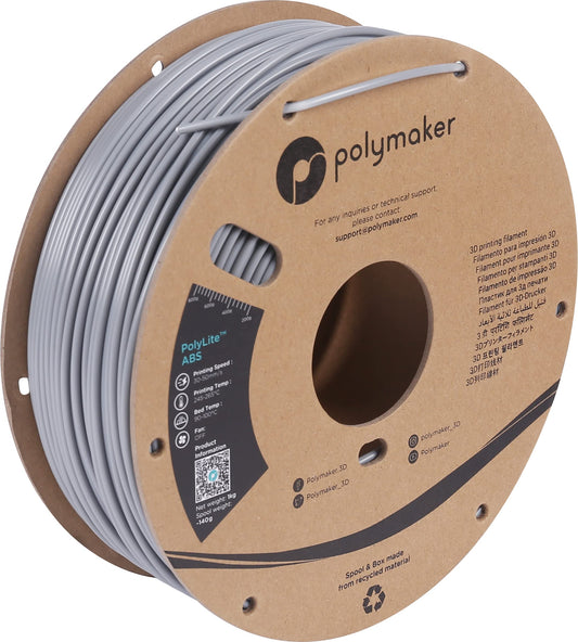 Polymaker ABS Filament 2.85mm Grey, 1kg ABS 3D Printing Filament, PolyLite ABS 3D Printer Filament, Heat Resistant, Strong & Durable, Dimensional Accuracy +/- 0.03mm