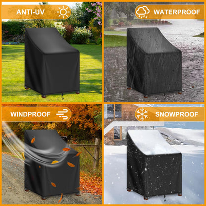 Kipiea 500D Patio Chair Covers Waterproof Winter - Heavy Duty Lawn Outdoor Furniture Chair Covers with Anti UV and No Tears, No Fading (28" W x 36" D x 47" H)