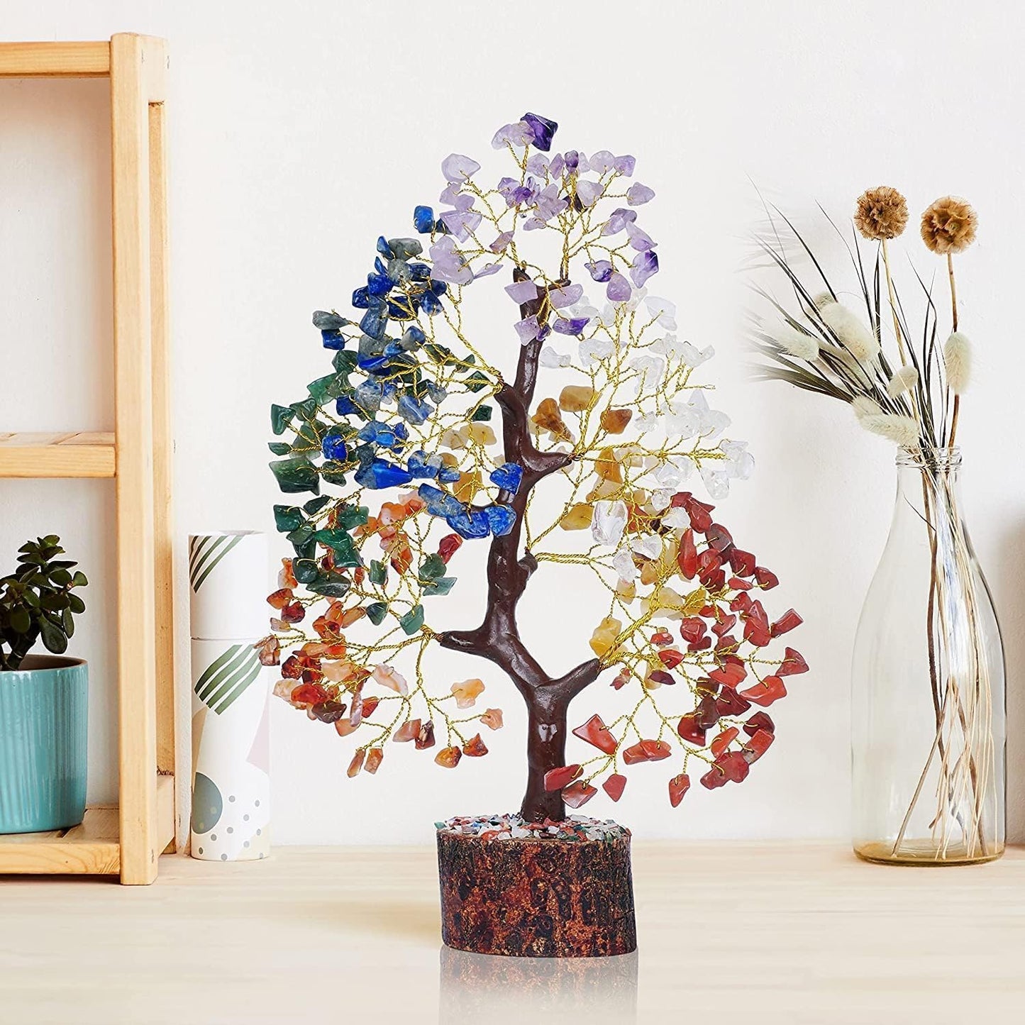 Yatskia 7 Chakra Tree - Crystal Tree of Life - Crystals and Healing Stones - Gifts for Women - Home Decor - Healing Crystals Room Decor - Housewarming Gifts - Spiritual Gift