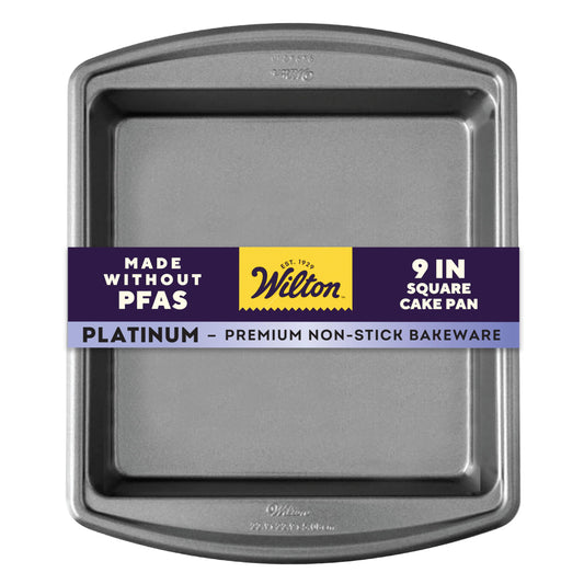 Wilton Platinum Premium Non-Stick Anti-Warp Bakeware, Made Without PFAs, Square Pan, 9 x 9 x 2 in, Packaging May Vary