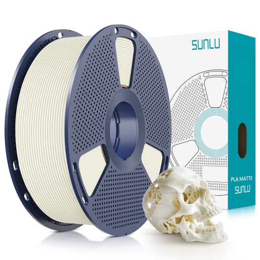SUNLU PLA Matte 3D Printer Filament 1.75mm, Matte PLA Filament with Fine Texture, Dimensional Accuracy +/- 0.02mm, 1kg Spool (2.2lbs) for Most FDM 3D Printers, Bone White