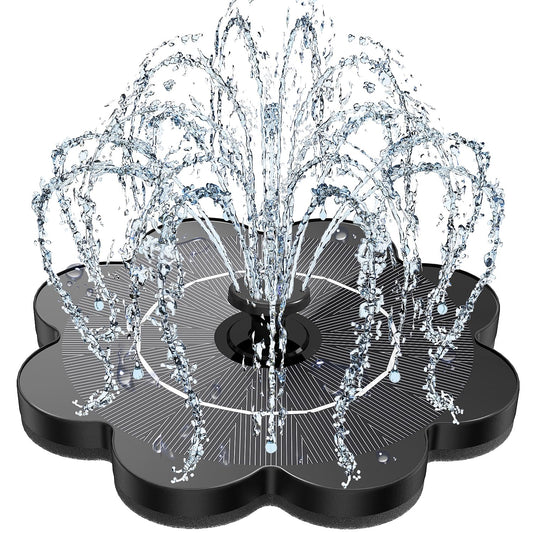 Yzert Solar Water Fountain Flower Shape, 3.5W Glass Solar Fountain with 7 Nozzles & 4 Fixer Rods,Solar Fountain Pump for Bird Bath, Outdoor, Pool, Garden, Pond