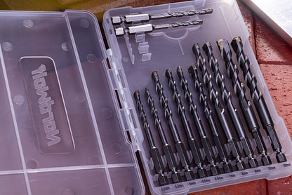NordWolf 12-Piece Metric Masonry Drill Bit Set with 1/4" Hex Shank, Carbide Tipped for Concrete, Brick, Block & Stone, Sizes 4 to 10mm in Storage Case
