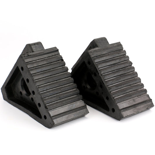 Fasmov 2 Pack Solid Rubber Heavy Duty Wheel Chock, Ergonomic Carry Handles, Premium Chock for Car, Travel Trailers, RV, Truck, and ATV