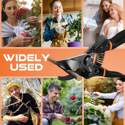 DECERK® 8.5" Professional Pruning Shears - Cuts 4X Easier with Ultra Sharp Japanese Steel Titanium Blade, Arthritis Friendly Garden Secateurs & Plant Clippers, Effortlessly Prunes 3/4" Branches