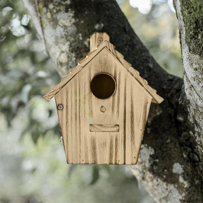CLACKIBUKVYZ Bird Houses - Wooden Bird House for Outside with Pole - 1-1/2 Inch Entrance Hole for Bluebirds, Wrens, Chickadees, and Tree Swallows - Hanging Birdhouse for Garden