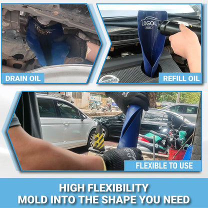 LOGOL Flexible Oil Funnel - Reusable General Oil Change Draining Tool - Silica Gel Material - Blue - 14.7 x 6.8 inches