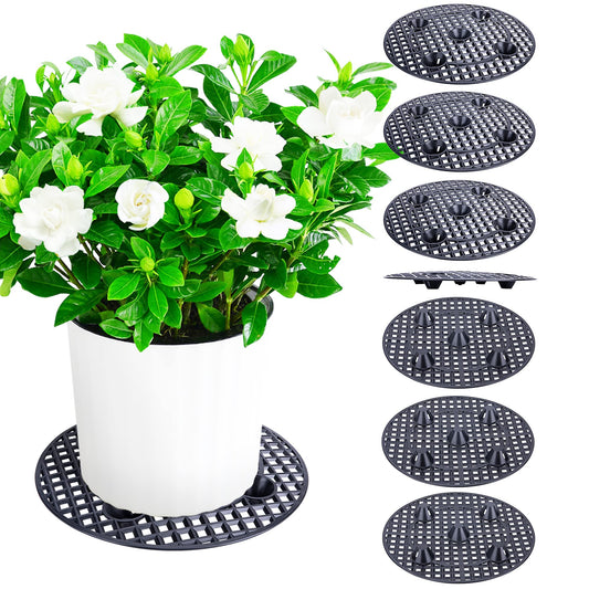 11.8in Plant Level Pot Elevator, Plant Stands, Plant Pot Saucer for Prevent Rot and Damage on Patio & Deck ( Black) (8Pcs, 11.8in)