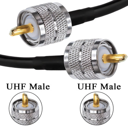 PL259 Cable RG58 CB Radio Cable PL259 Jumper 65.6ft (20M) SO239 UHF Male to Male Extension Low Loss RF Black Coaxial for Two Way RadioWireless LAN Devices