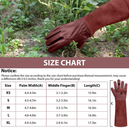 1 Pair Long Gardening-Gloves Women/Men-Thorn proof Rose Pruning Heavy Duty Gauntlet
