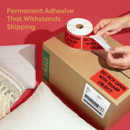 Aegis Adhesives - 3" X 5" (1 Roll, 500 Stickers) Glass - Please Handle with Care - Thank You Warning Shipping Labels