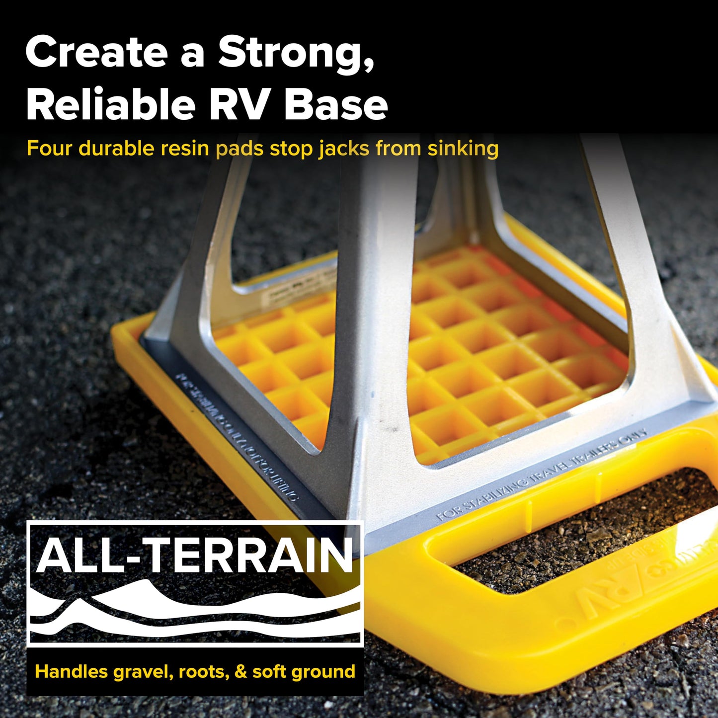 Camco RV Stabilizing Jack Pads, Helps Prevent Jacks from Sinking, 6.5 Inch x 6.5 Inch Pad - 4 Pack (44595), Yellow