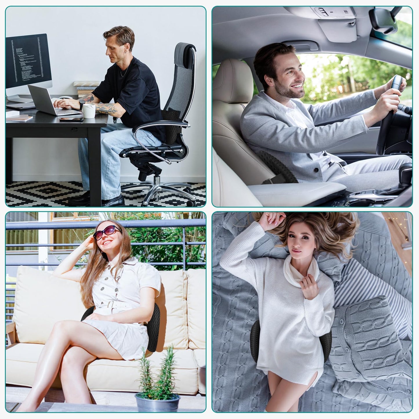 Back Support for Office Chair, Memory Foam Lumbar Pillow for Lower Back Pain Relief, Ergonomic Seat Cushion for Car, Travel, Airplane, Bed with Adjustable Strap