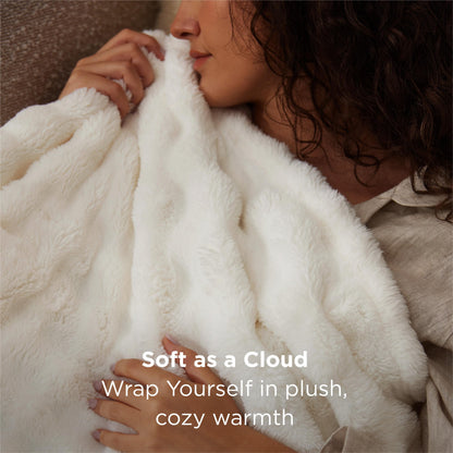 Bedsure 3D Bubble Blanket for Couch - GentleSoft White Spring Throw Blanket for Couch Sofa Bed Room Decor - Luxury Soft Cozy Blanket Gifts for Women, Lightweight, All Seasons, Off White, 50×60 Inches
