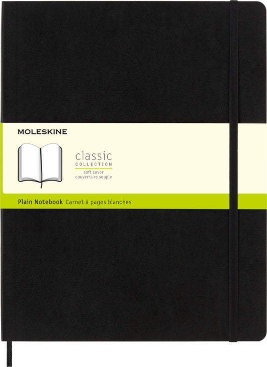 Moleskine Plain Notebook, XXL, Plain, Black, Soft Cover (8.5 x 11)