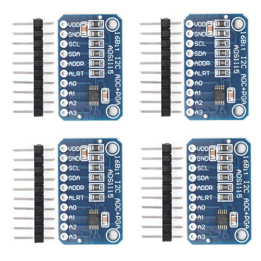 4 PCS ADS1115 16 Bit 16 Byte 4 Channel I2C IIC Analog-to-Digital ADC PGA Converter with Programmable Gain Amplifier High Precision ADC Converter Development Board for Arduino Raspberry Pi