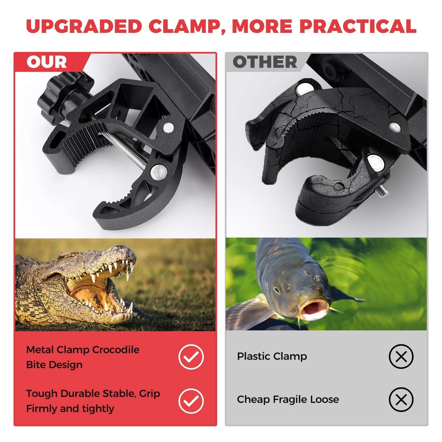 KEMIMOTO ATV Cup Holder, Upgraded Motorcycle Drink Holder Water Speaker Mount with 0.6”-1.56” Metal Clamp for All Terrain Vehicles Vehicle Bike Boat Stroller Walker Wheelchair Scooter Golf Cart