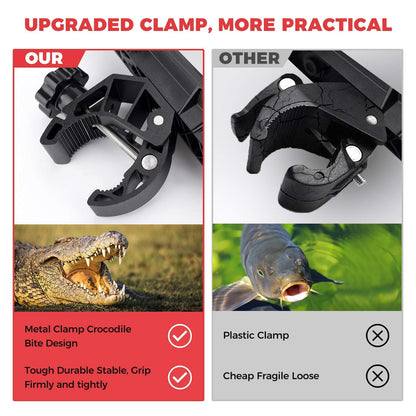 KEMIMOTO ATV Cup Holder, Upgraded Motorcycle Drink Holder Water Speaker Mount with 0.6”-1.56” Metal Clamp for All Terrain Vehicles Vehicle Bike Boat Stroller Walker Wheelchair Scooter Golf Cart