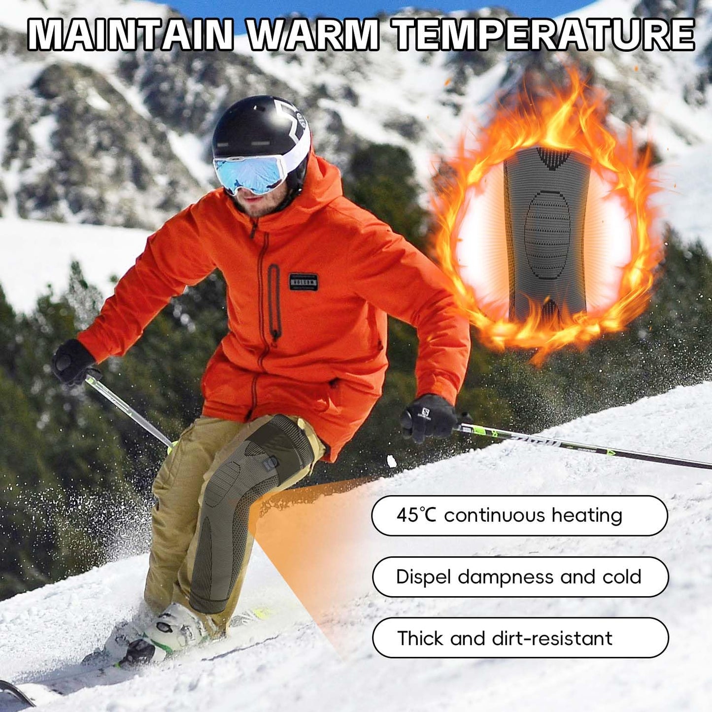 Kecartu 2 Pack Knee Braces for Men & Women, Long Full Leg Compression Knee Support Sleeves for Sports, Workouts, Running, Weightlifting, Basketball, Volleyball - Joint Knee Pain Relief, Black, L