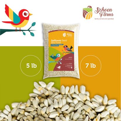 Schoen Farms Safflower Seeds Bird Food – 2.27 kg Bag – Natural Seed for Cardinals, Finches & Doves – Squirrel-Resistant, Canadian Grown