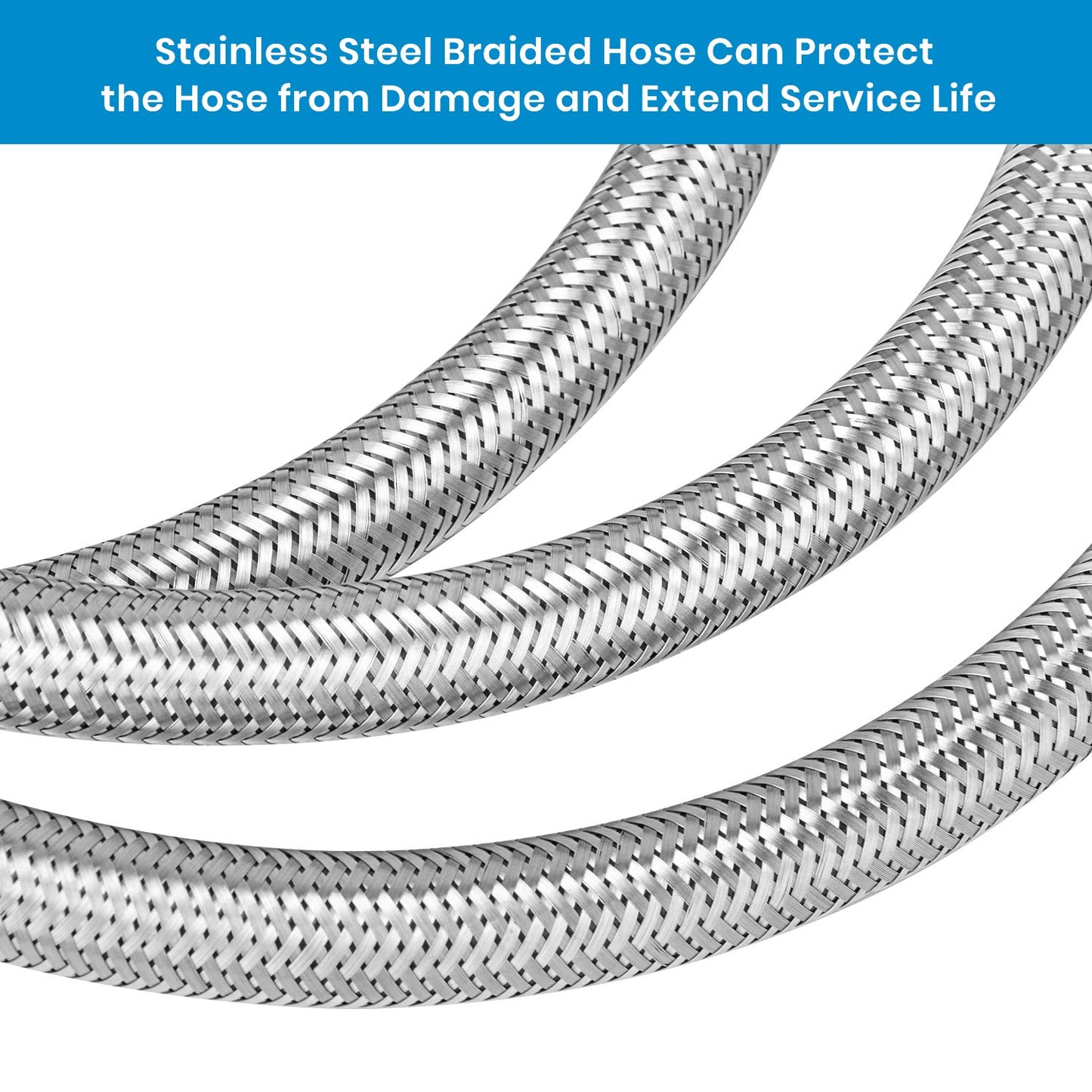 Stanbroil 15" RV Propane Pigtail Hose with Gauge for 2-Stage Auto Changeover Regulator, Stainless Steel Braided Hose with 1/4" Inverted Male Flare, 2PCS