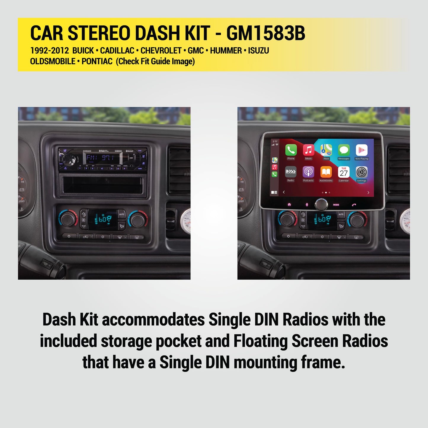 Scosche GM1583B 1992-Up General Motors Oversize Radio Multi Kit with 2 Cd Pocket, Black