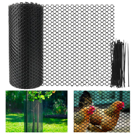 Naturezhen 20FT Plastic Mesh Tree Guard & Garden Fence Roll, Flexible Trunk Protector with 35 Ties, Stops Deer, Mowers, Trimmers, Protects Plants, Poultry Fencing & Garden Beds