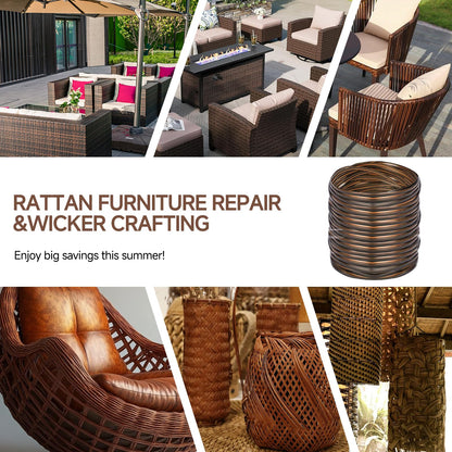 260 ft Wicker Repair Kit, Synthetic Rattan Furniture Fix Kit Brown Flat Plastic Weaving Material for housing Furniture and Garden Chair Basket Patio Conversation Furtinue-Gradiant Coffee
